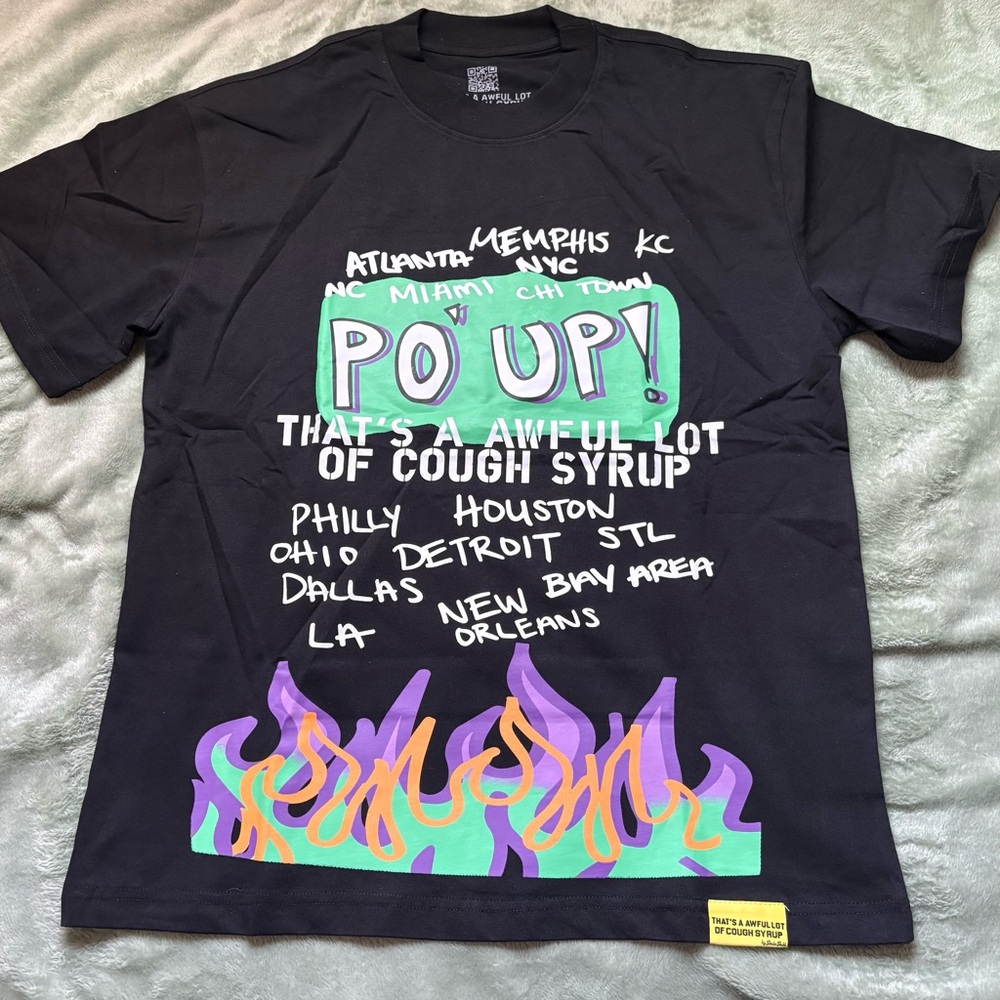 Black Graphic Tee with Purple Design - Picture 2 of 4